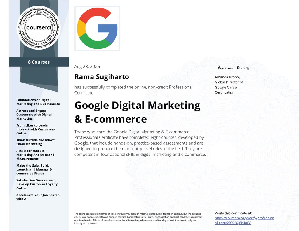 Specialization Certificate - Google Digital Marketing & E-commerce
